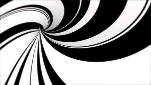 Hypnotic Geometric Black and White Striped Spiral Tunnel Loop Animation