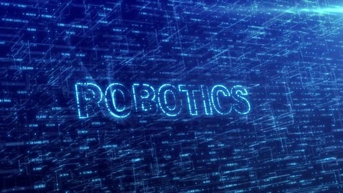Futuristic Robotics Text Reveal On Digital Grid Background