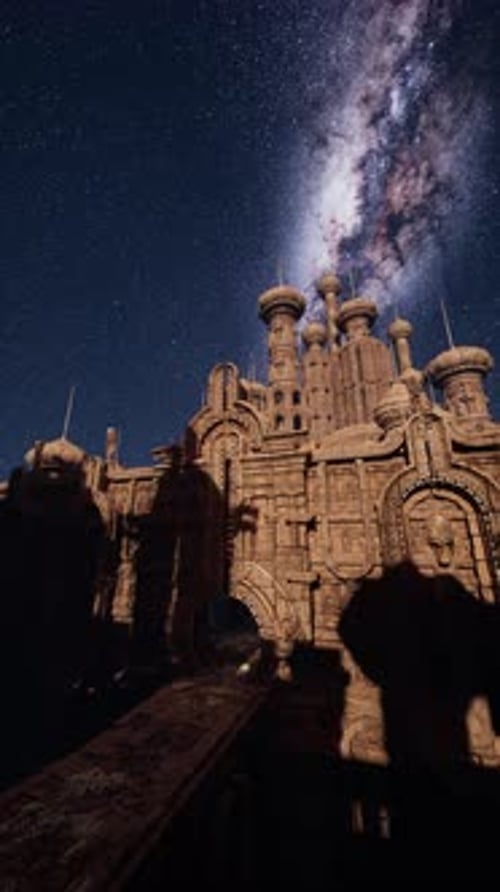 Medieval Castle Under Starry Sky