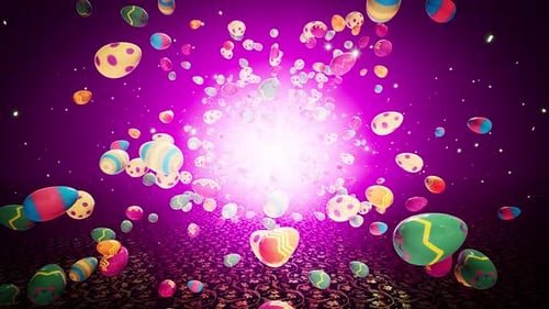 Colorful Decorative Easter Eggs Bursting Loop Background
