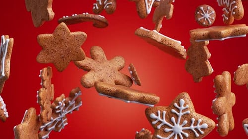Falling Gingerbread Christmas Cookies Seamless Loop