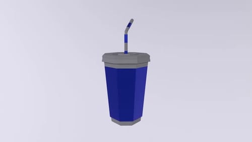 Geometric Animated Blue Beverage Cup 3D Render
