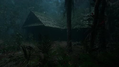 Rain Falls In The Village House In Forest 2