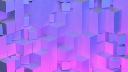 Abstract 3D Cubes in Blue and Purple