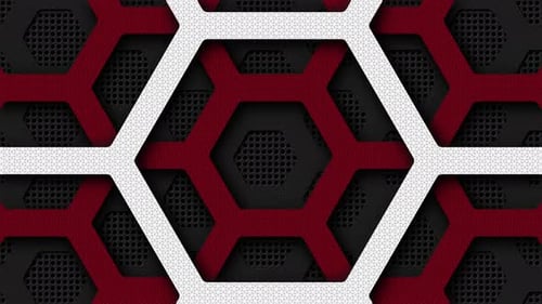 Geometric Animated Red and White Hexagon Pattern Background Loop
