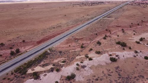 Highway in the desert in Utah. View from drone.