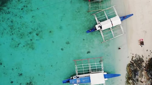 Aerial view of tropical beach on the Bulog Dos Island, Philippines. Beautiful tropical island with s
