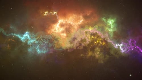 Colorful Abstract Nebula with Lightning and Stars