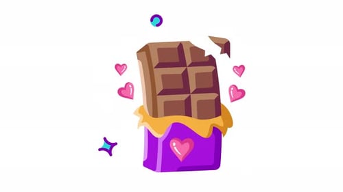Animated Delicious Chocolate Bar with Hearts: A Sweet Treat for Valentine's Day