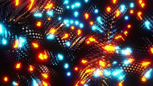 Multicolored LEDs moving in waves. Infinitely looped animation