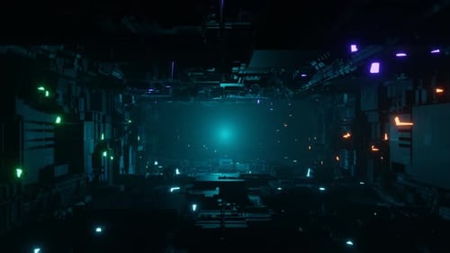 Dark Sci Fi Tunnel Animation Loop