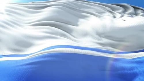 Realistic Waving Blue and White Striped Flag Loop Background