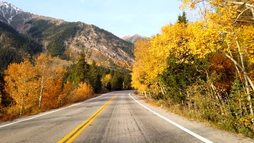 Fall foliage POV driving in the Rocky Mountains of Colorado