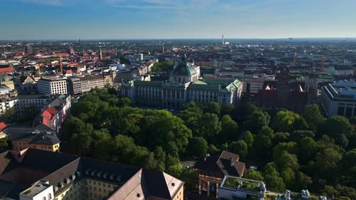 Aerial view of the District Court Munich I in Munich, Germany.