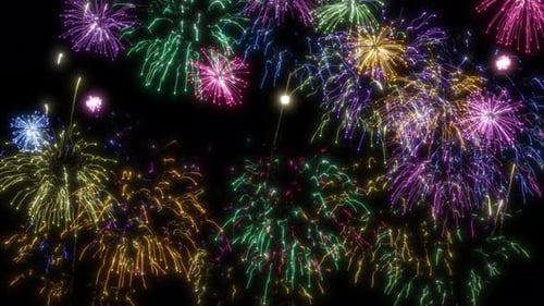 Exciting Colorful Fireworks Display Animation Loop Background