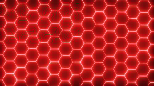 Fond d'animation hexagonal rouge brillant abstrait