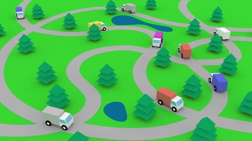 Semi Truck Deliver Parcels 3d Cartoon Style Intro Able to Loop Endless