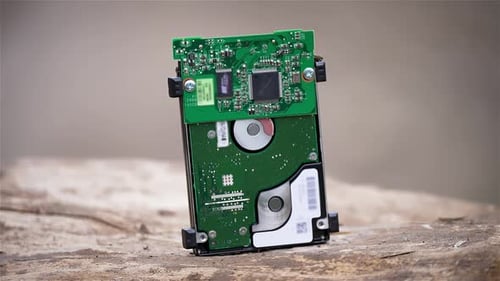 Unrecognizable Man Smashes System Hard Drive HDD with Important Classified Information Using Heavy