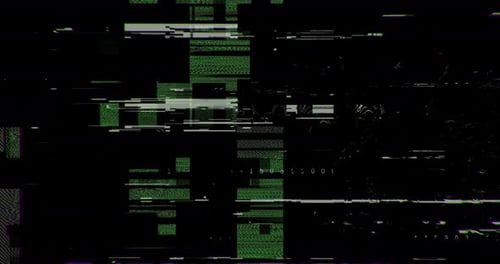 Corruption Sammlung: Ein schwarzer Science-Fiction-Hintergrund mit grünem Glitching-Übergangseffekt