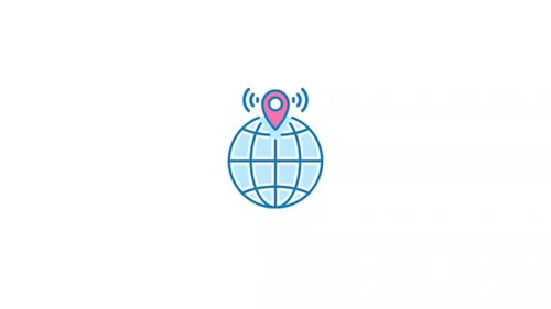 Animated Global Location Icon with GPS Tracking Signals