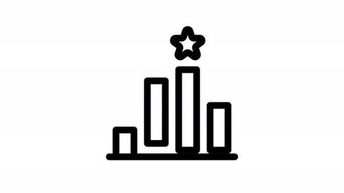 Animated Flat Design Bar Chart Icon with Rising Star