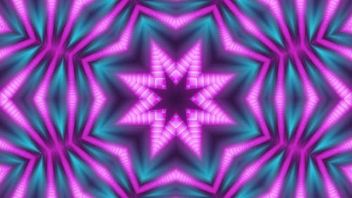 Neon Glowing Geometric Kaleidoscope Pattern Background Loop