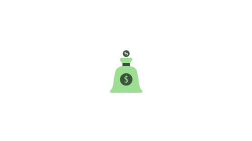 Animated Money Bag Icon with Falling Dollar Signs