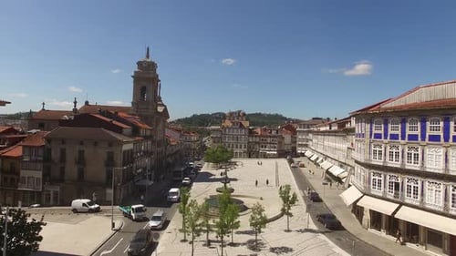 Guimaraes historical centre, Portugal. Aerial cityscape view