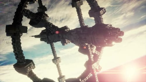 Futuristic Space Station Orbiting Earth in Cinematic 3D Animation