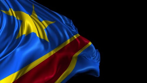 Realistic Waving Democratic Republic of Congo Flag Loop