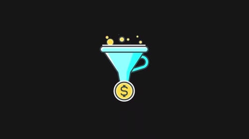 Flat Design Animated Business Funnel with Money Flow