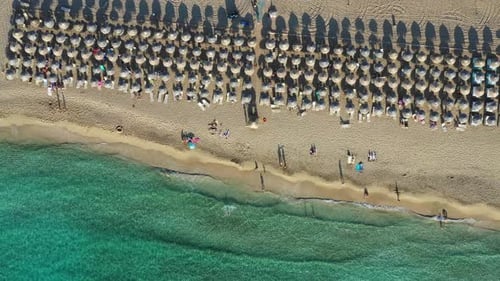Aerial top view Falassarna beach in Crete, Greece, Falassarna beach is a very famous tourist destina