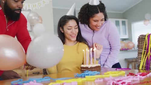 Friends Celebrate a Birthday Party at Home