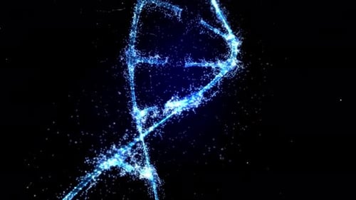 Animated Blue Digital DNA Helix Particle Network Background