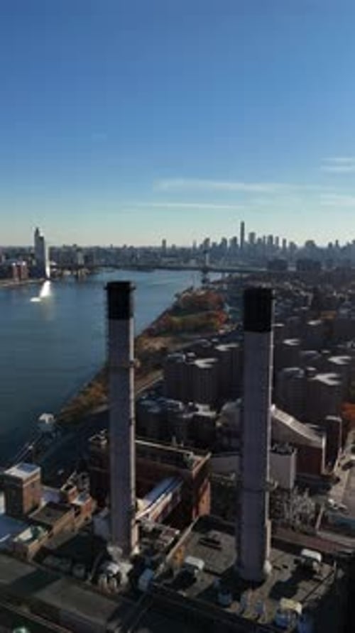 Aerial video over the city of Manhattan, United States