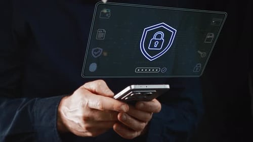 Cuttingedge Digital Security Features Depicting Biometric Lock And Encrypted Data Protection