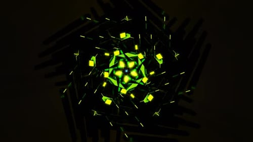 Seamless Neon Geometric Animation With Rotating Light Patterns