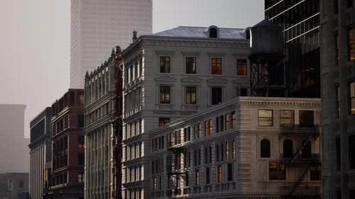 Edificios de piedra art déco en la ciudad de Chicago
