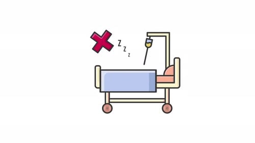 Animated Hospital Bed Patient Rest Icon with IV Drip