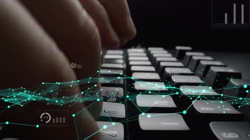 Technologiekonzept für Geschäftsanalysen mit digitalen Grafiken und Diagrammen, die eine Nahaufnahme von c überlagern