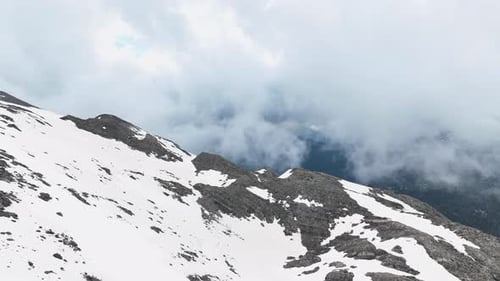 Snowcapped Peaks Aerial View of Dramatic Mountains and Clouds