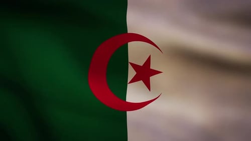 Seamless Loop of Realistic Waving Algerian Flag