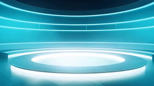 podium Futuristic showcase with platform for product displaying. Empty modern stage display
