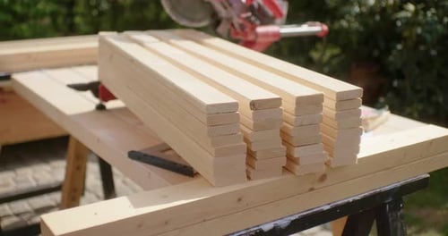 Close up of the finished sawn wood