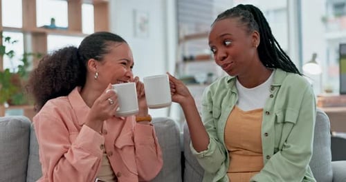 Friends Talking and Laughing Together at Home