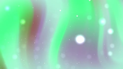 Abstract Green Aurora Lights With Floating Particles In Night Sky