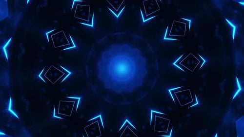 Dynamic blue abstract tunnel vortex with pulsating light