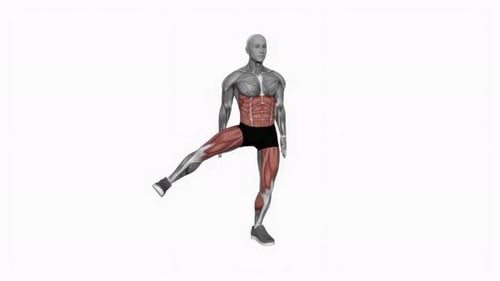 Squat with Side Leg Raise Muscle Activation 3D Animation