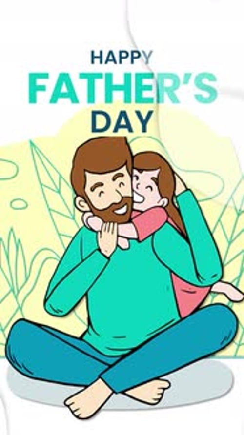 Animated Flat Design Happy Father's Day Greeting Illustration