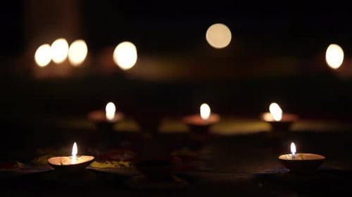 Glowing Diyas for a Diwali Celebration at Night